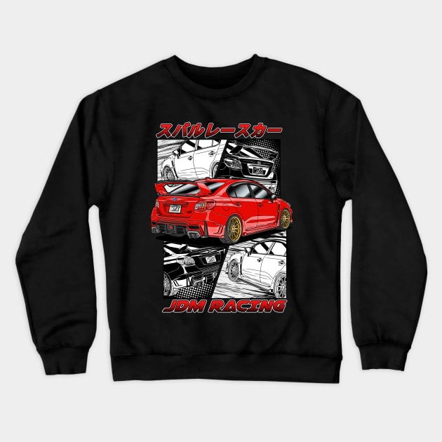 JDM Red Subie Impreza  WRX STi 2015 Crewneck Sweatshirt by Guyvit